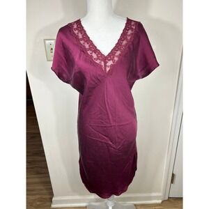 WinterSilks Wine Red Silk Nightie Nightgown VTG Quiet Luxury Old Money Women's M